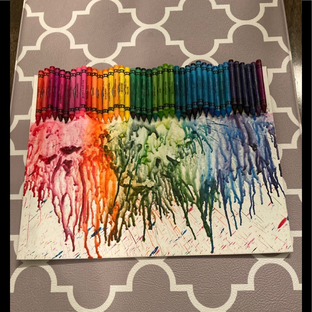 RAINBOW 🌈 homemade crayon melt modern art